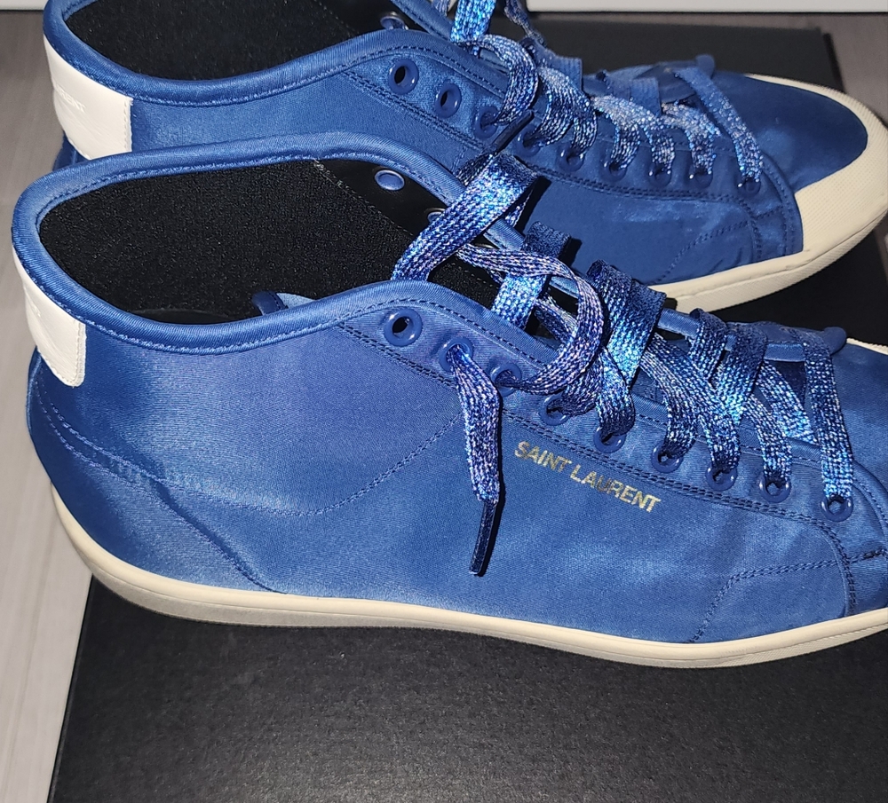 Saint Laurent Blue and White Canvas Sneakers